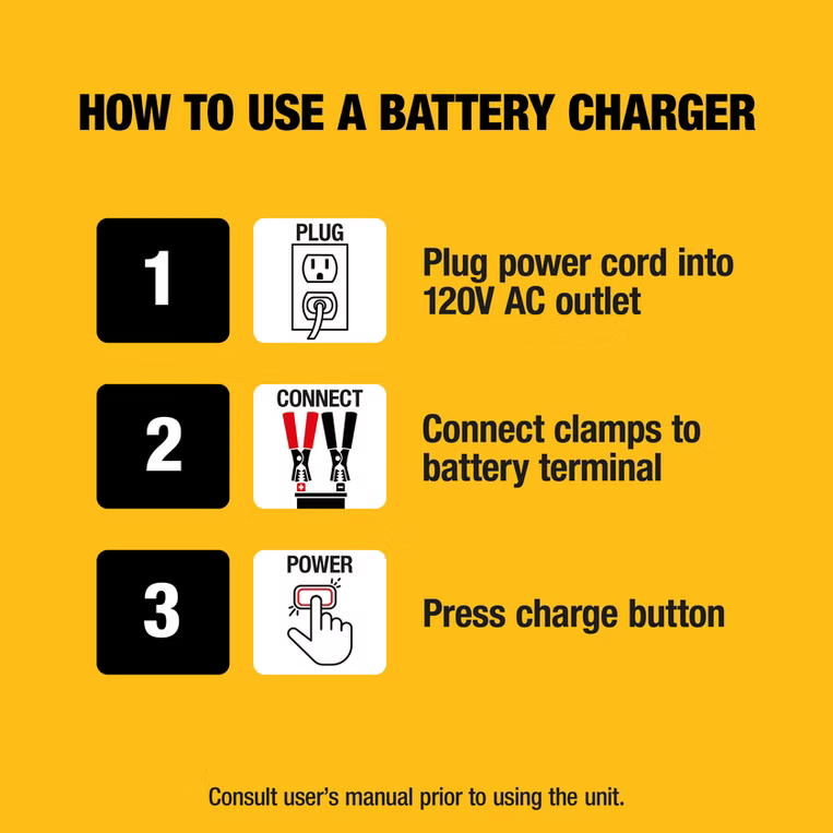DEWALT DXAEC100 - 30 Amp Battery Charger, 3 Amp Battery Maintainer with 100 Amp Engine Start