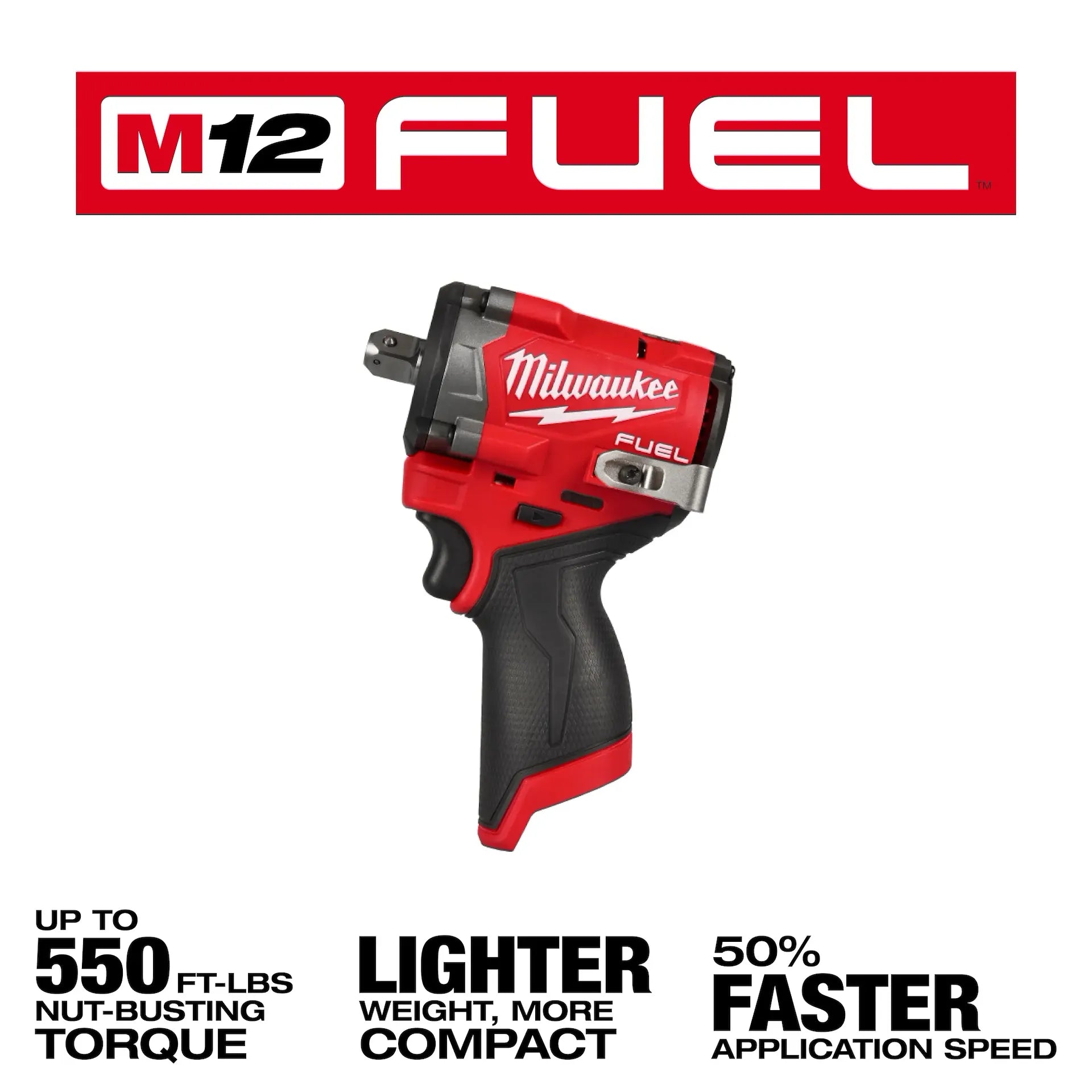 Milwaukee 2563P-20 - M12 FUEL™ Stubby 1/2" Impact Wrench w/ Pin Detent