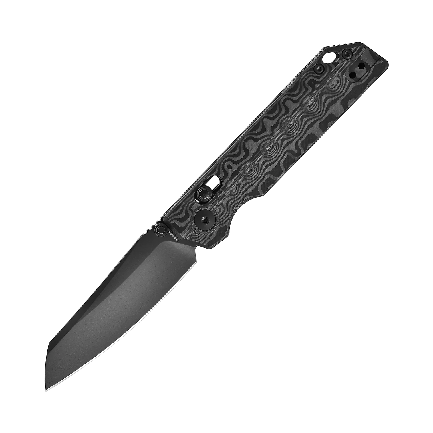 OKNIFE XEN Damascus Carbon Fiber Rail Lock Folding Pocket Knife