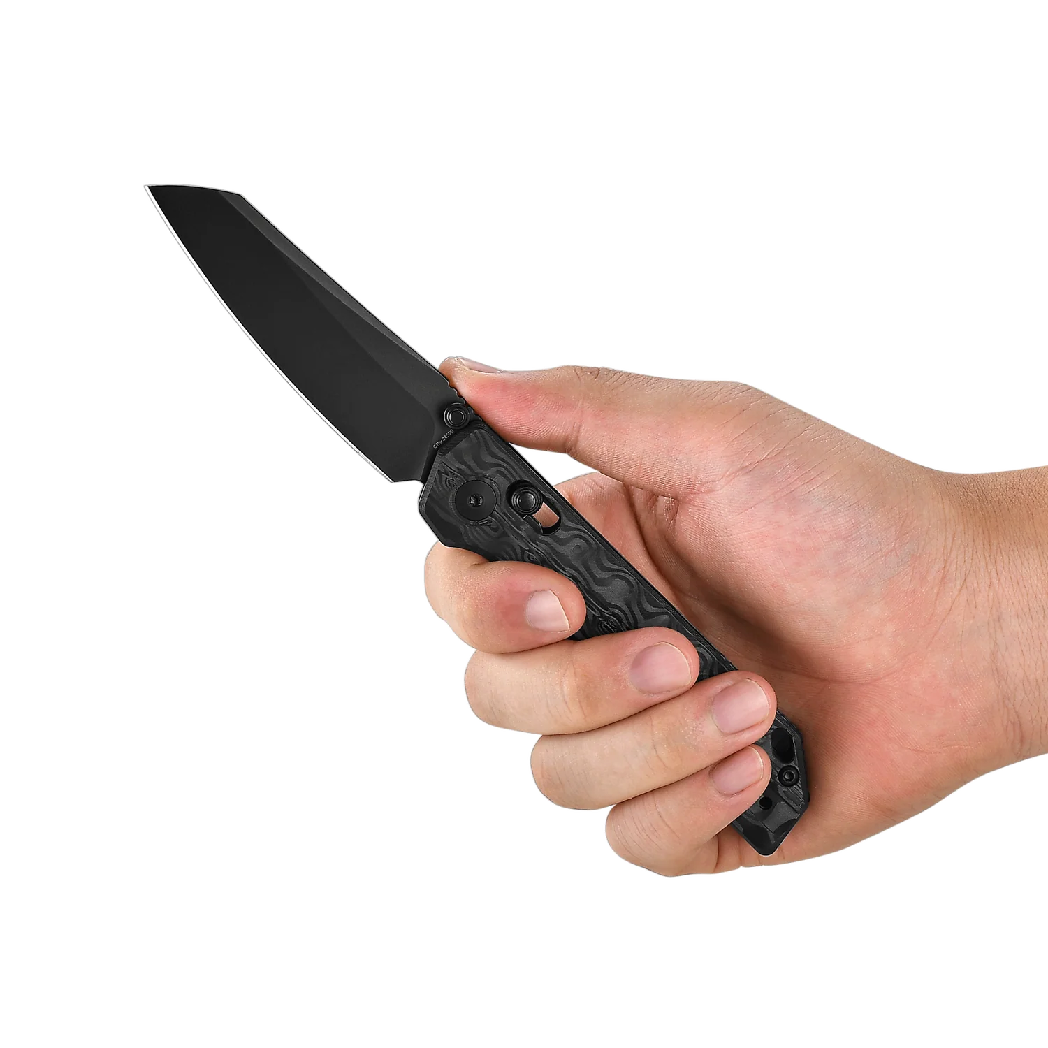 OKNIFE XEN Damascus Carbon Fiber Rail Lock Folding Pocket Knife