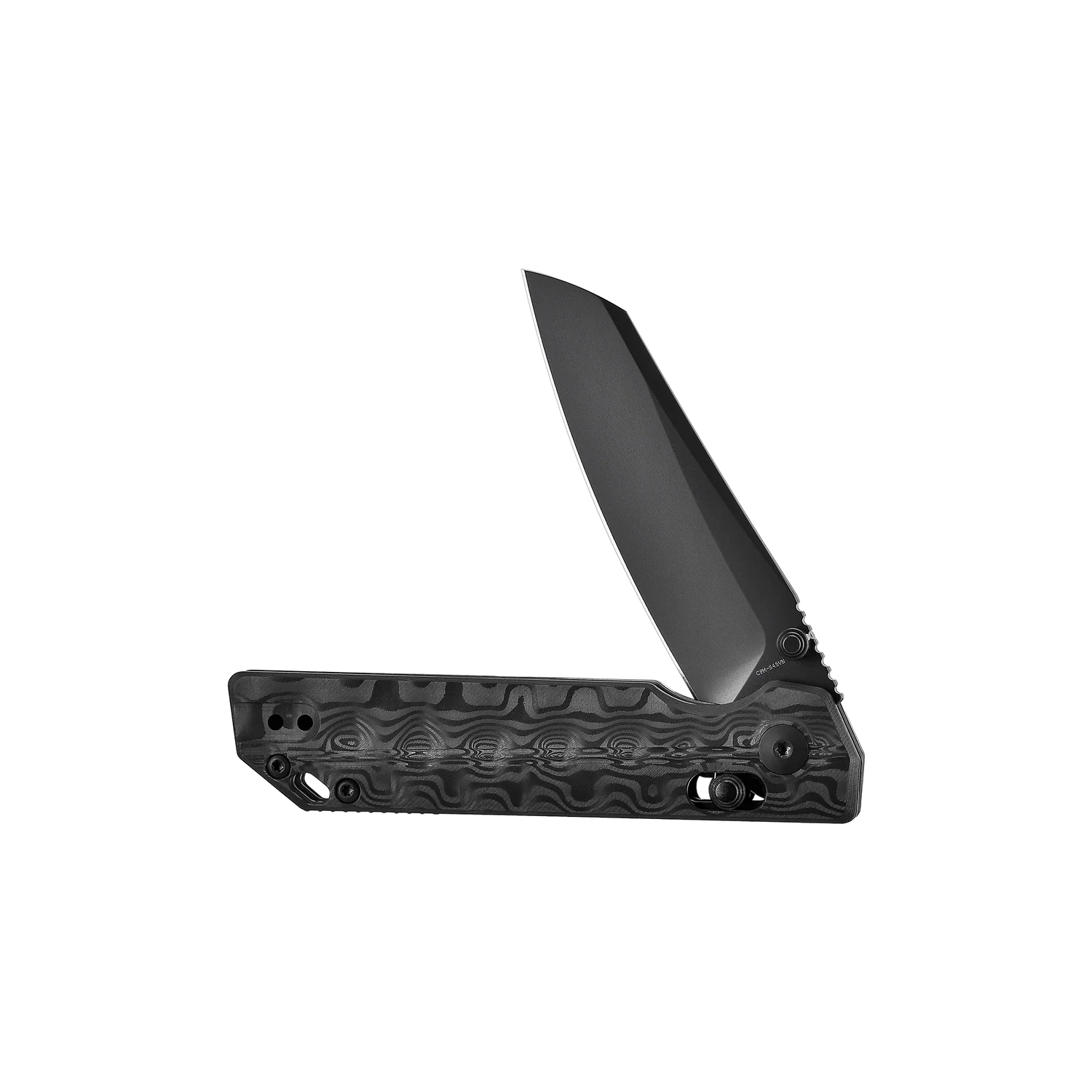 OKNIFE XEN Damascus Carbon Fiber Rail Lock Folding Pocket Knife