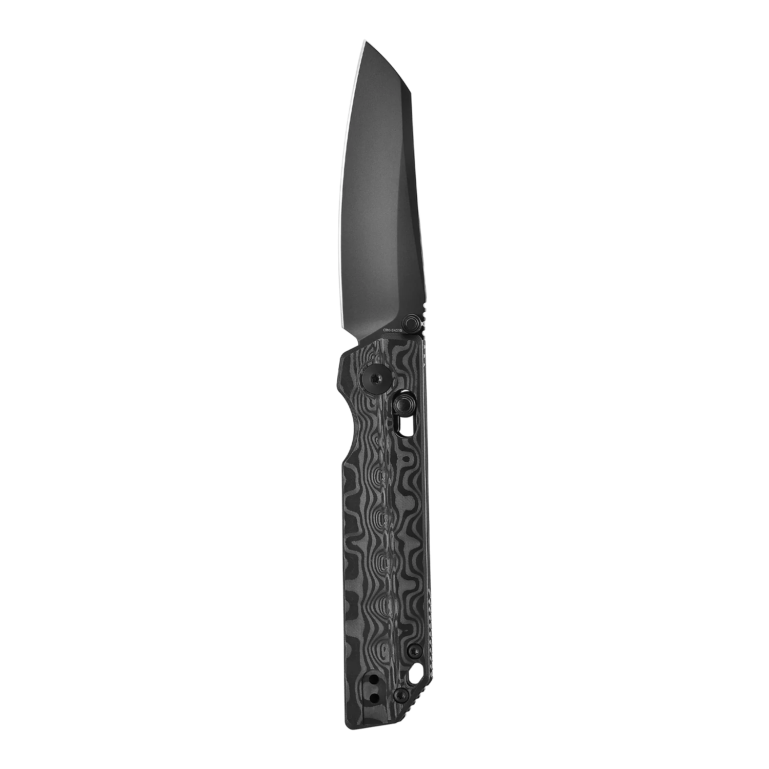 OKNIFE XEN Damascus Carbon Fiber Rail Lock Folding Pocket Knife