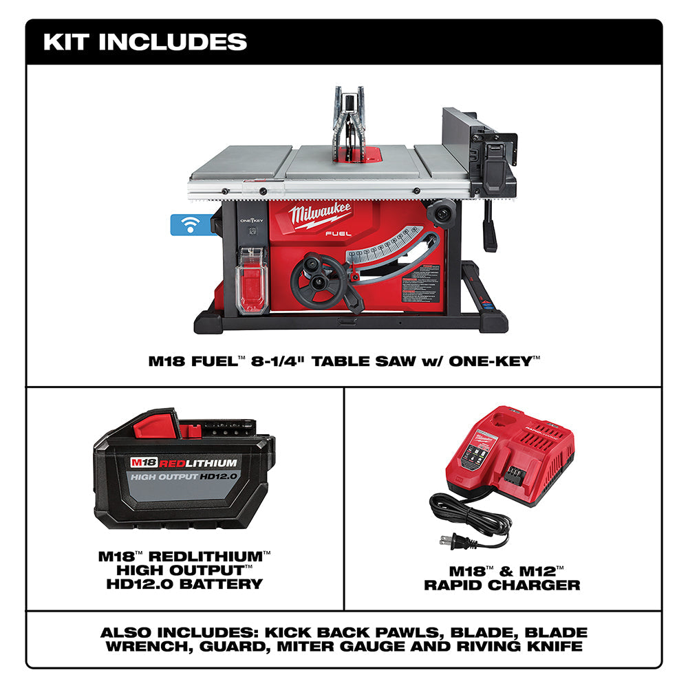Milwaukee 2736-21HD - M18 FUEL™ 8-1/4 in. Table Saw with ONE-KEY™ Kit - Wise Line Tools