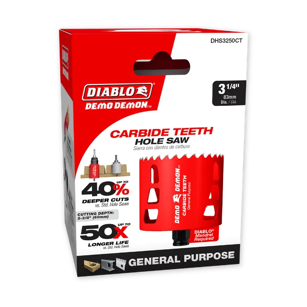 Diablo DHS3250CT - 3-1/4" Carbide Teeth Hole Saw for Wood and Metal
