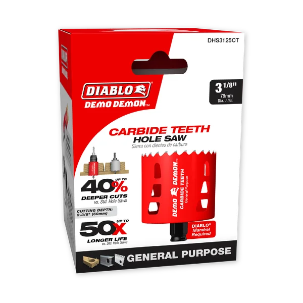 Diablo DHS3125CT - 3-1/8" Carbide Teeth Hole Saw for Wood and Metal