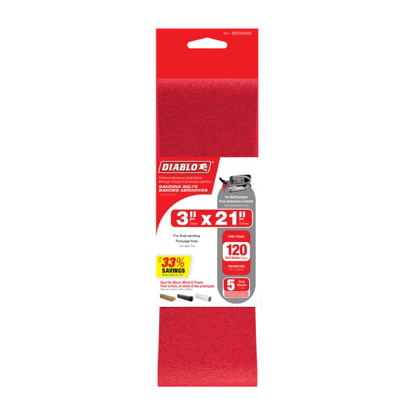 Diablo DCB321120S05G - 3" x 21" 120-Grit Sanding Belts (5-pk)