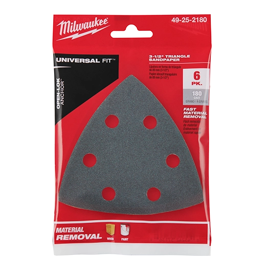 Milwaukee 49-25-2180 - 3-1/2" Triangle Sandpaper 180grit 6pk