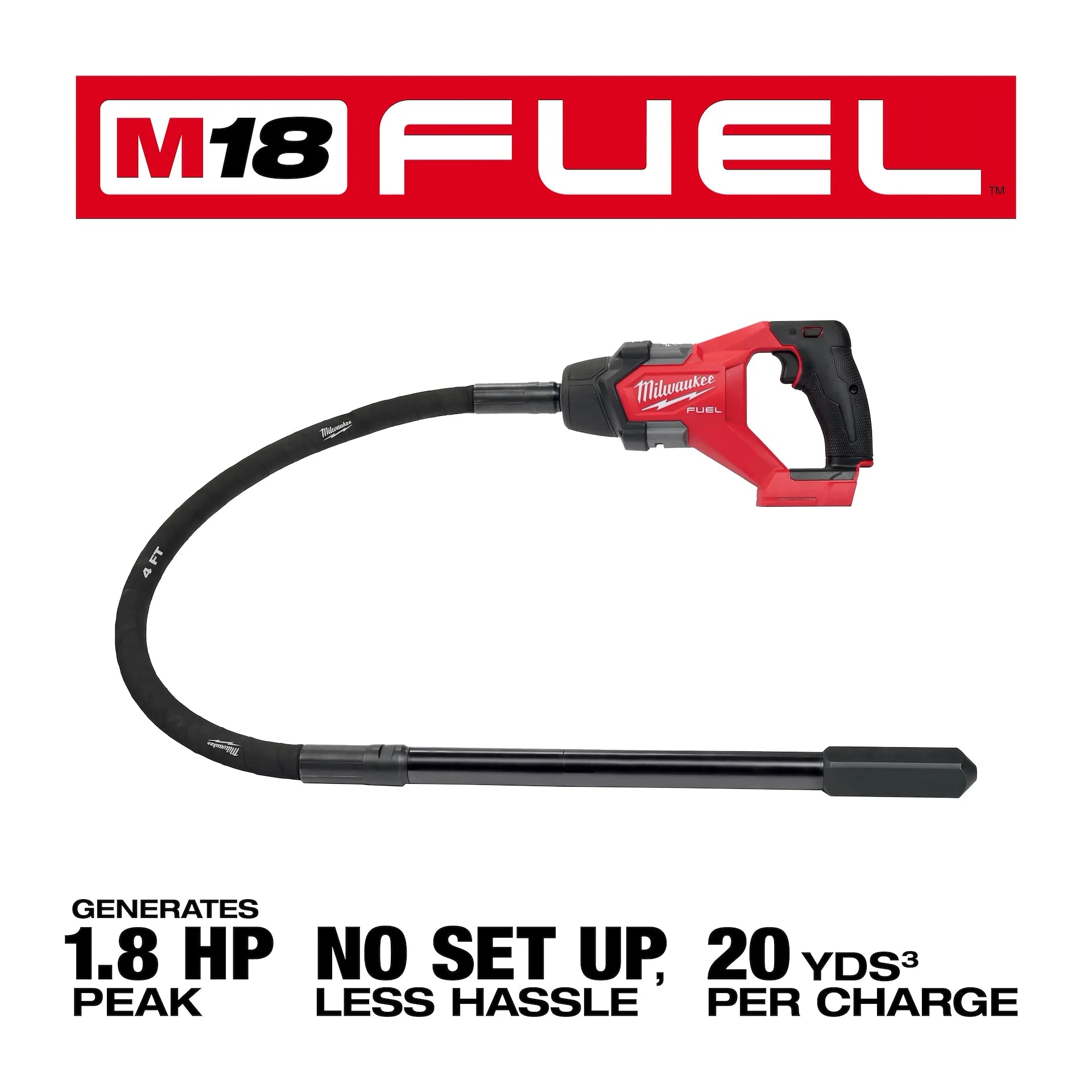 Milwaukee 2910-20 - M18 FUEL 4' Concrete Pencil Vibrator