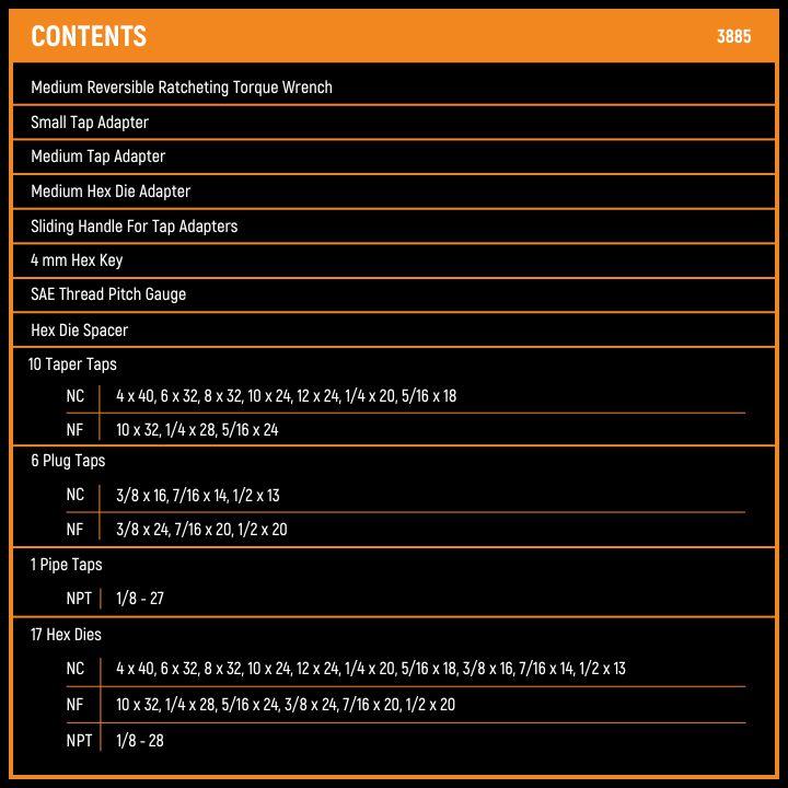 Gearwrench 3885 - 42 Piece SAE Ratcheting Tap and Die Set