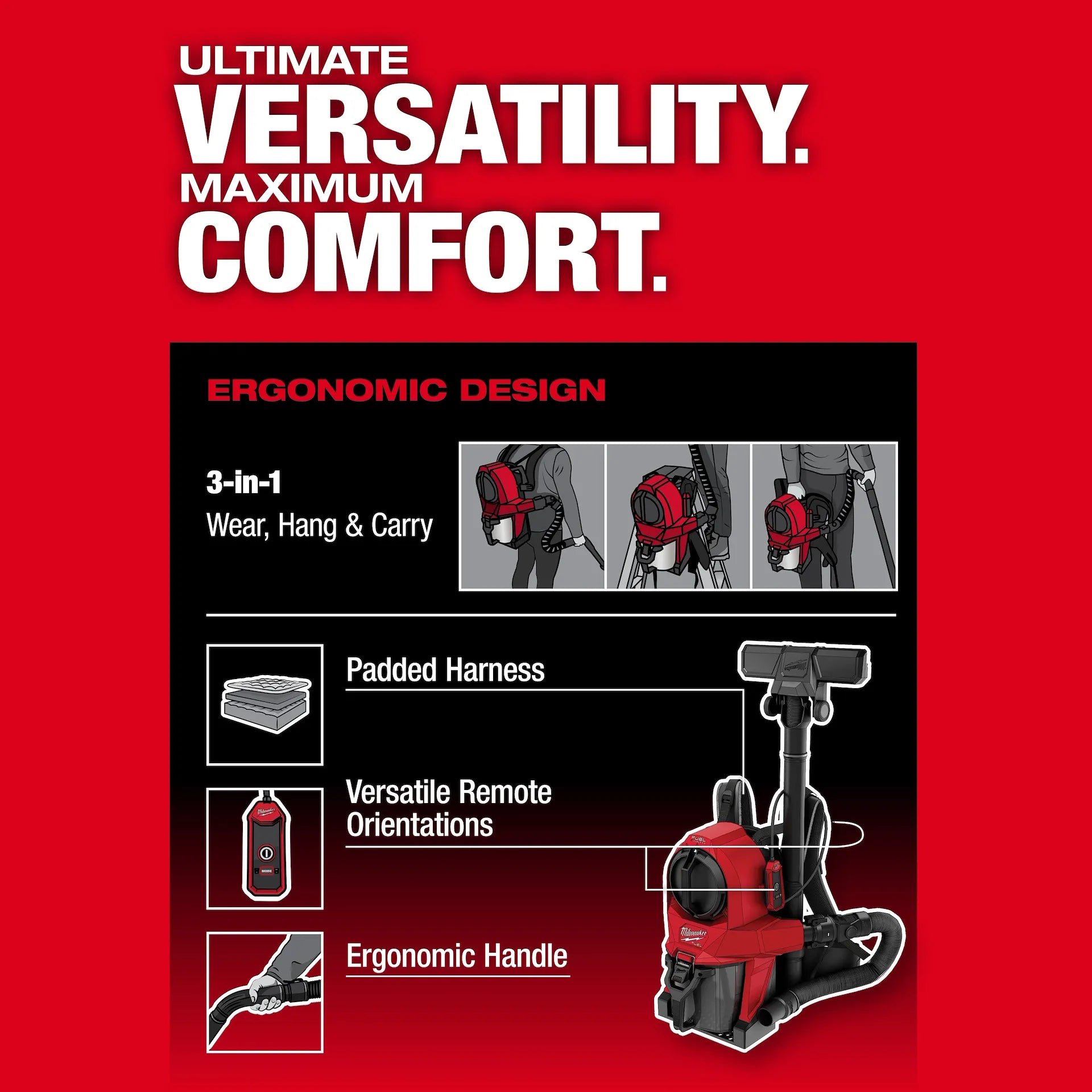 Milwaukee 0895-20 - M18 FUEL™ 3-in-1 Backpack Vacuum