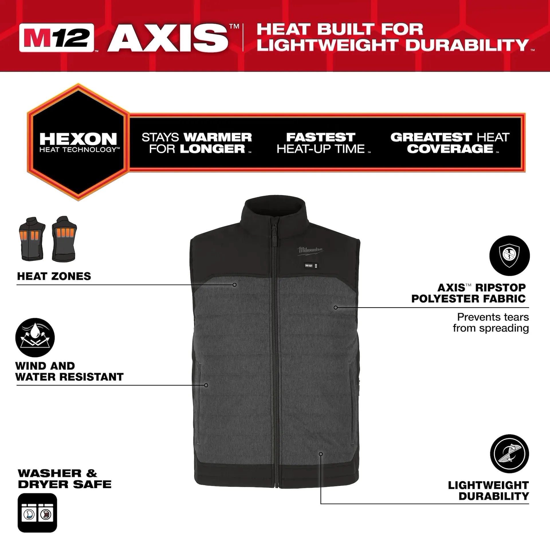 Milwaukee Men's Gray AXIS Heated Vest Kit