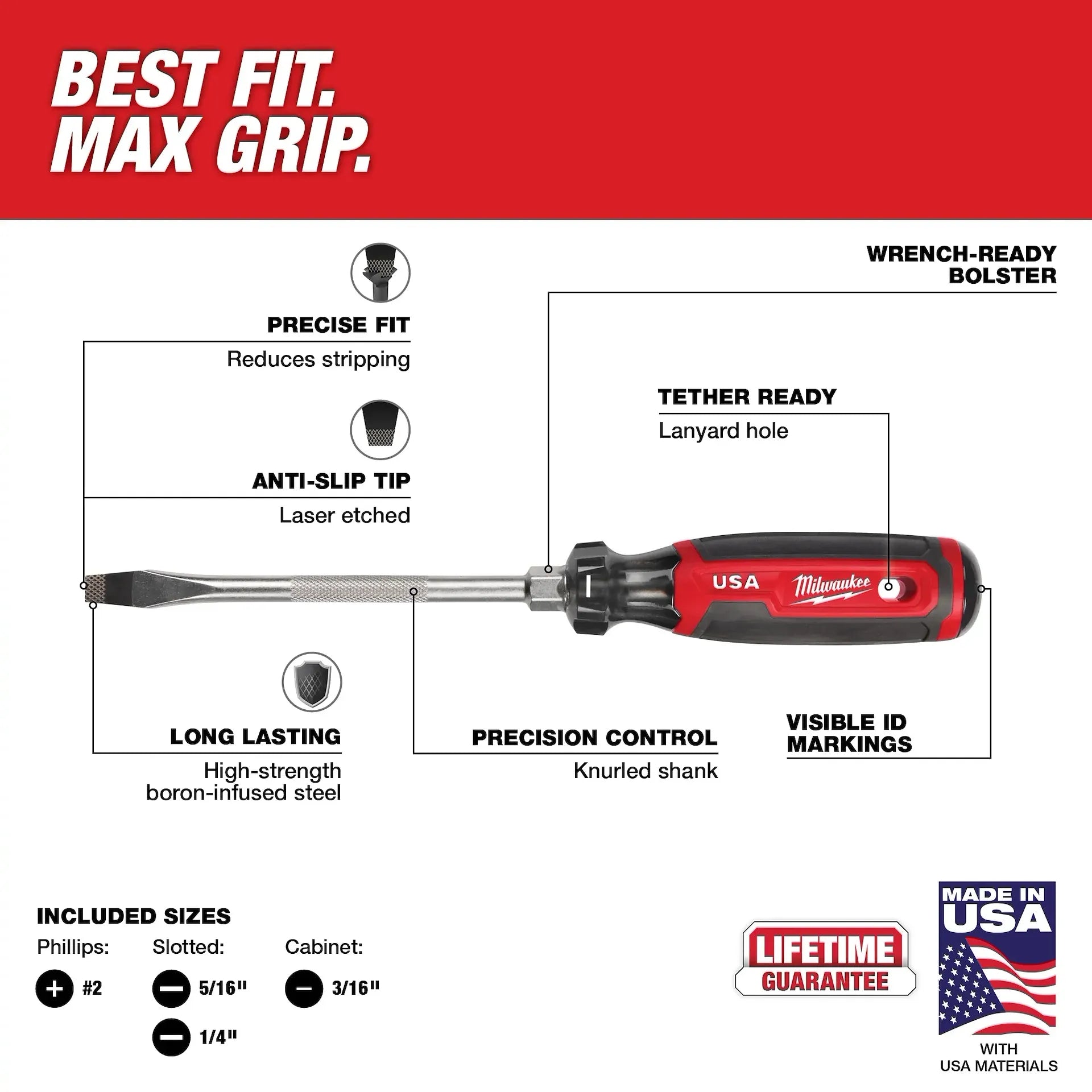 Milwaukee MT200-4 - 4PC Cushion Grip Screwdriver Set (USA)
