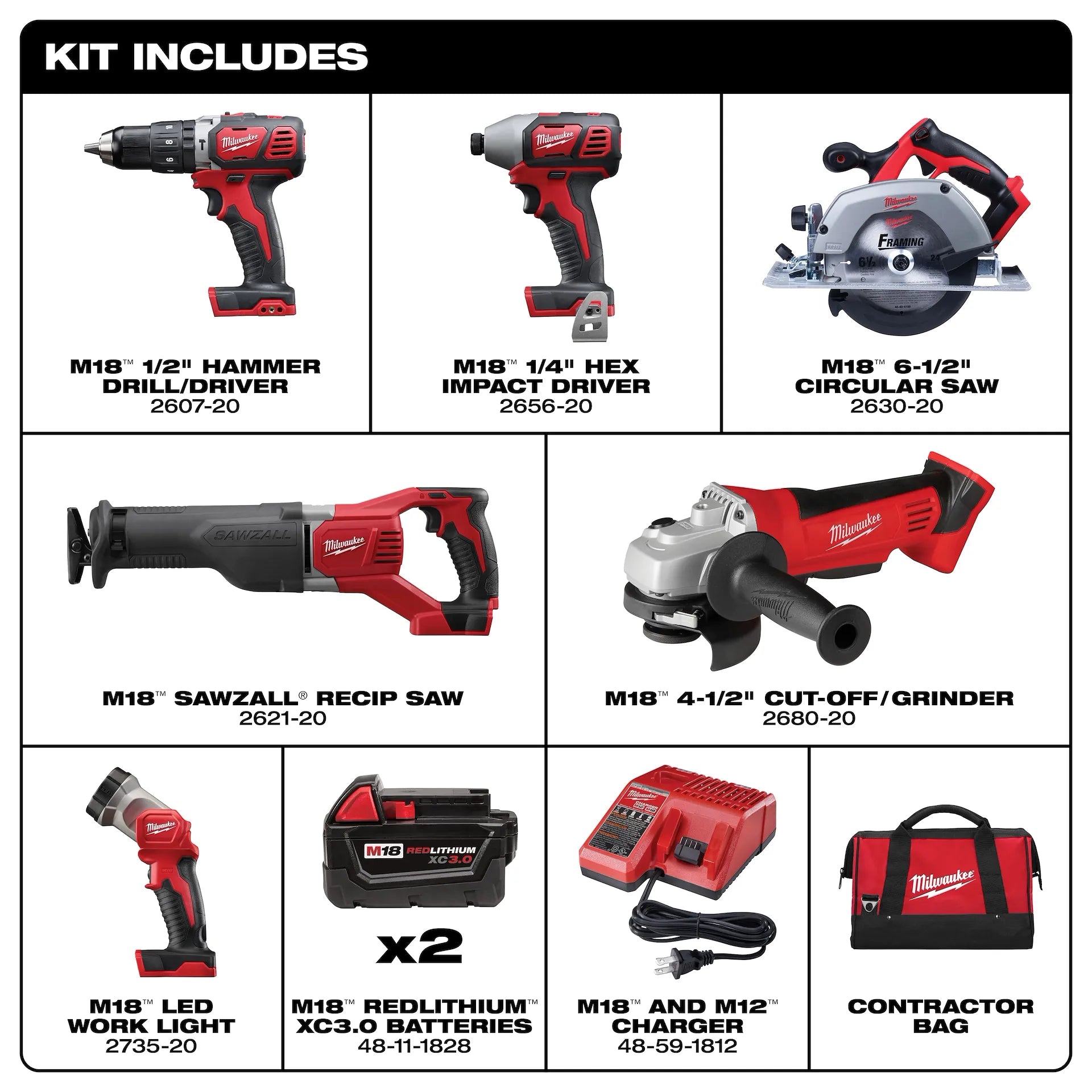 Milwaukee 2696-26 - M18™ Cordless 6-Tool Combo Kit
