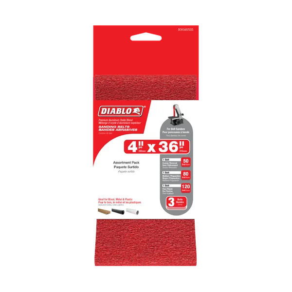 Diablo DCB436ASTS03G - 4" x 36" Assorted Sanding Belts