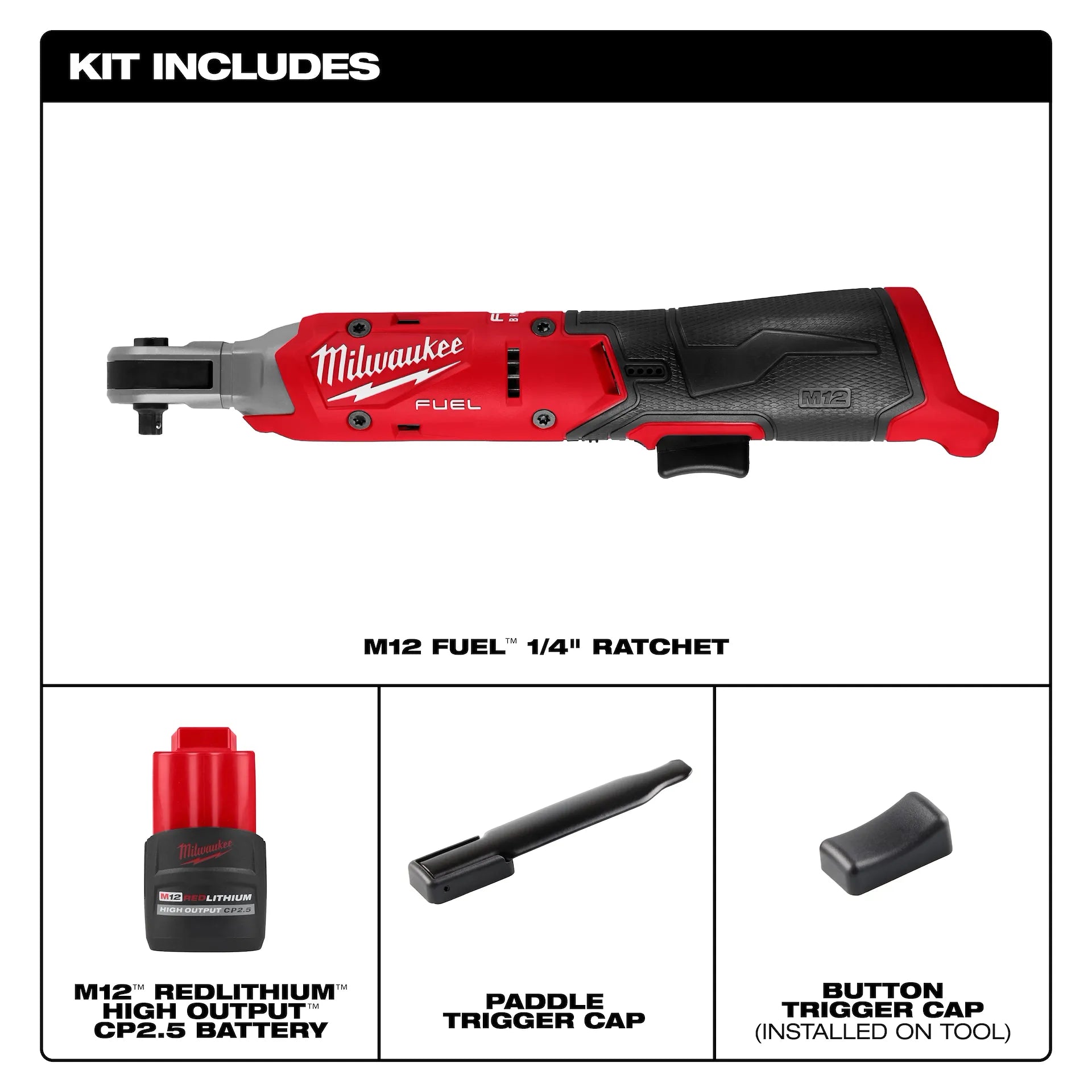Milwaukee 3052-21 - M12 FUEL™ 1/4" Ratchet Kit
