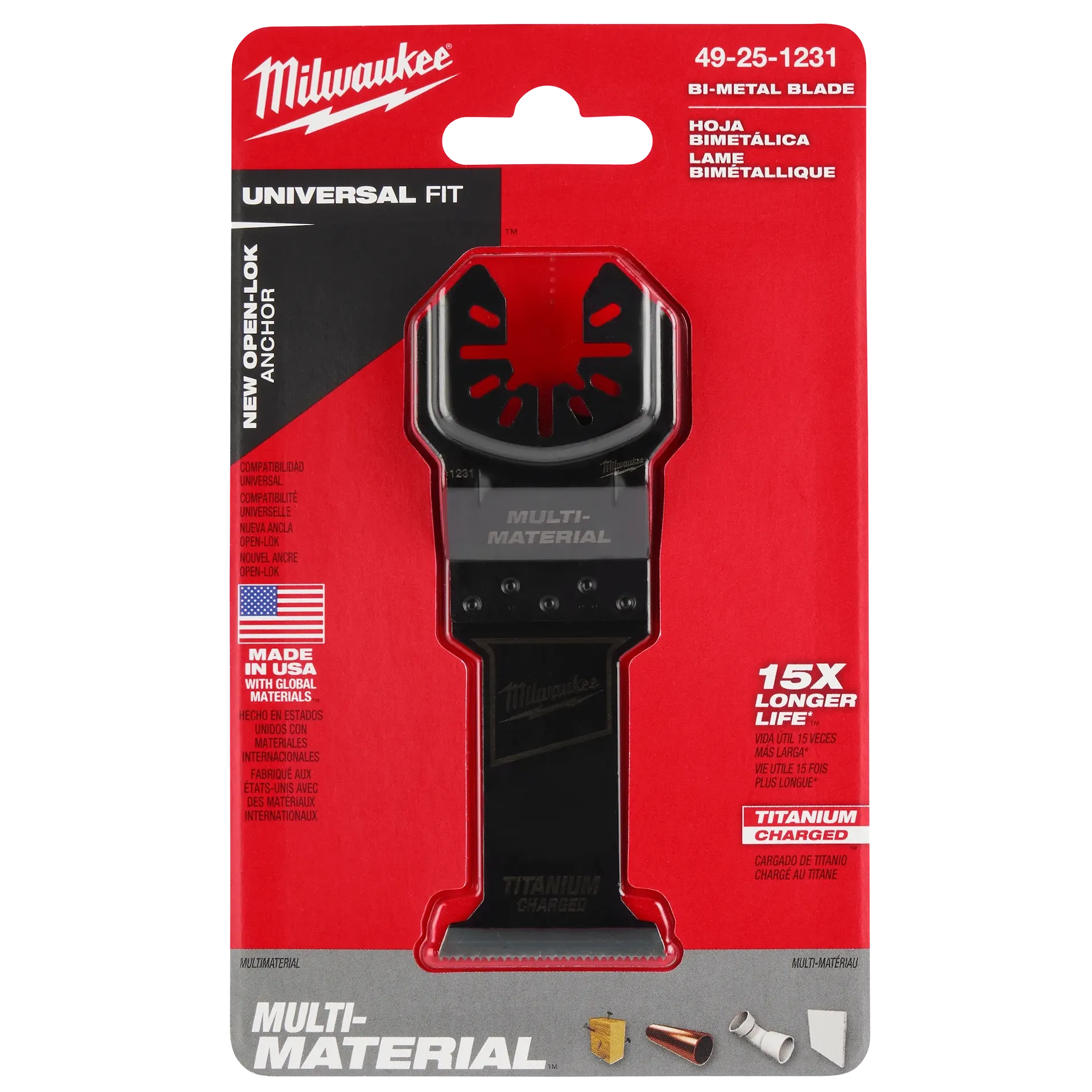 Milwaukee 49-25-1231 - 1-3/8" OPEN-LOK™ TITANIUM CHARGED™ Bi-Metal Multi-Material Blade