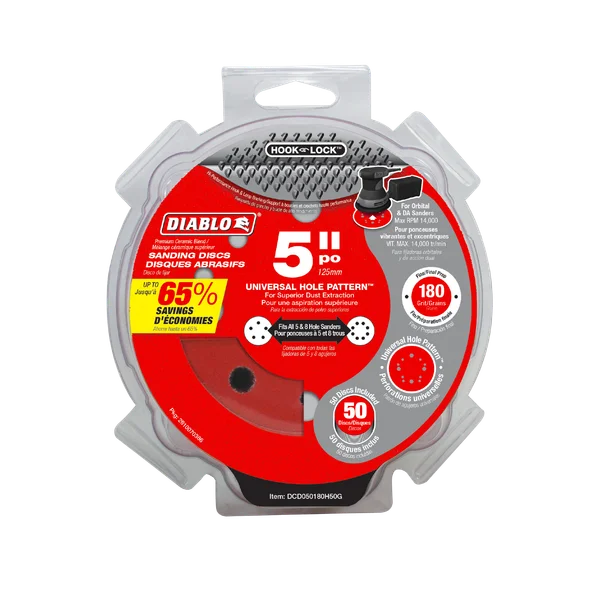 Diablo 5" 180-Grit Hook & Lock™ ROS Sanding Discs