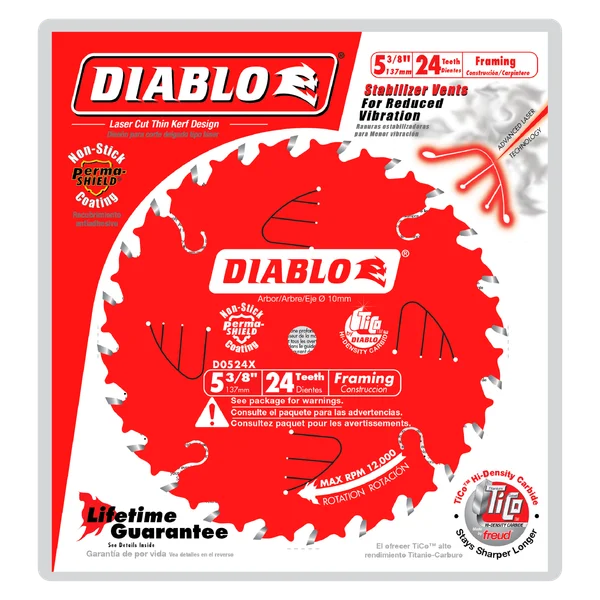 Diablo D0524X - 5-3/8" x 24-Teeth Framing Saw Blade for Wood