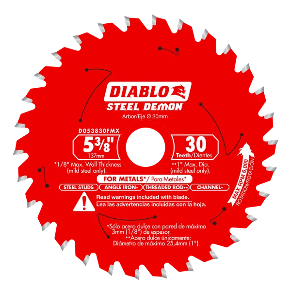 Diablo D053830FMX - 5-3/8" x 30-Teeth Steel Demon™ Carbide Saw Blade for Medium Metal