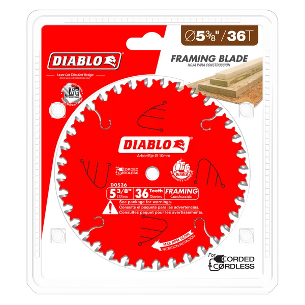 Diablo D0536X - 5-3/8" x 36-Teeth Finish Trim Saw Blade for Wood