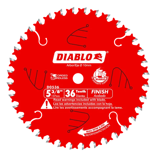 Diablo D0536X - 5-3/8" x 36-Teeth Finish Trim Saw Blade for Wood