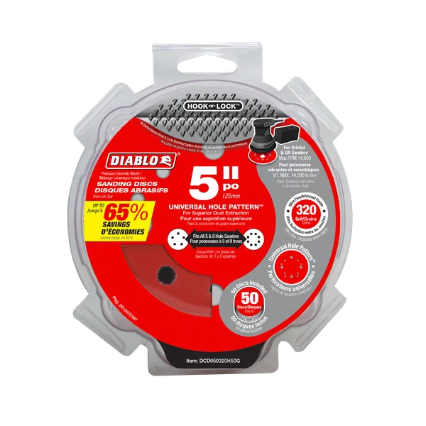 Diablo 5" 320-Grit Hook & Lock™ ROS Sanding Discs