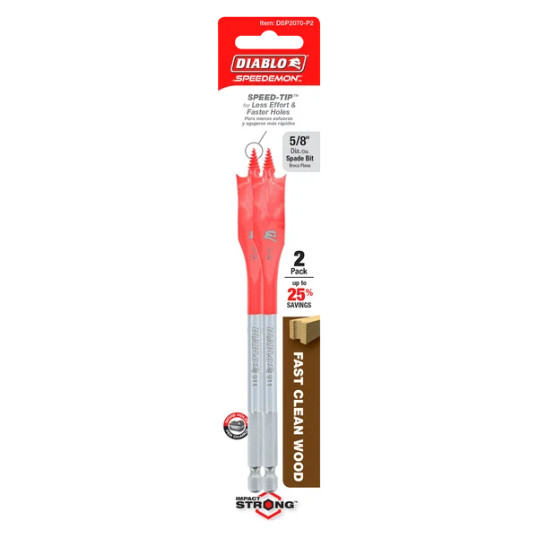 Diablo DSP2070-P2 - 5/8" x 6" Spade Bits for Wood (2-pk)