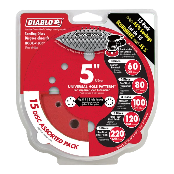 Diablo DCD050ASTH15G - 5" Hook & Lock™ ROS Sanding Disc Set (15-pc)