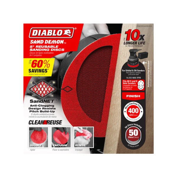 Diablo 5" Sand Demon™ 180-Grit Sanding Discs with Connection Pad