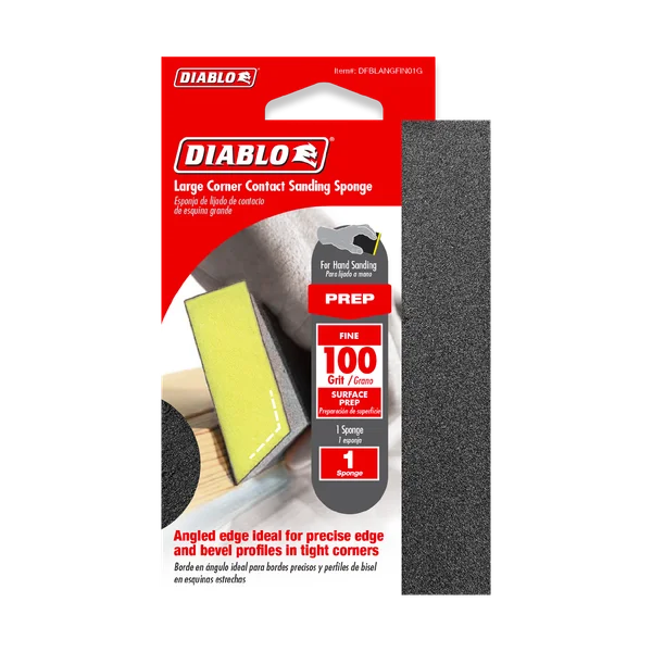 Diablo DFBLANGFIN01G - 5" x 3" x 1" 100-Grit Corner Contact Sanding Sponge