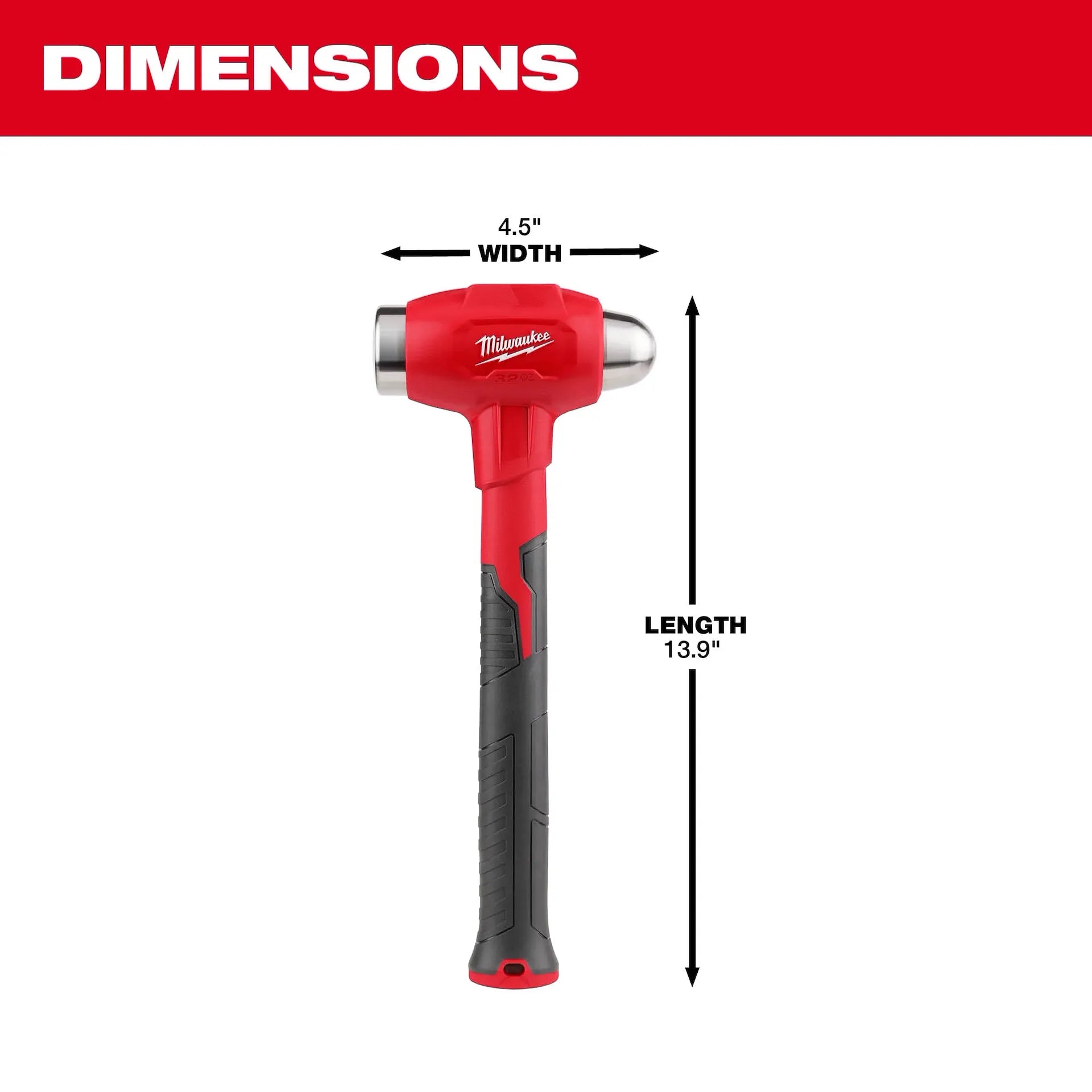 Milwaukee 48-22-9141 - 32oz Dead Blow Ball Peen Hammer