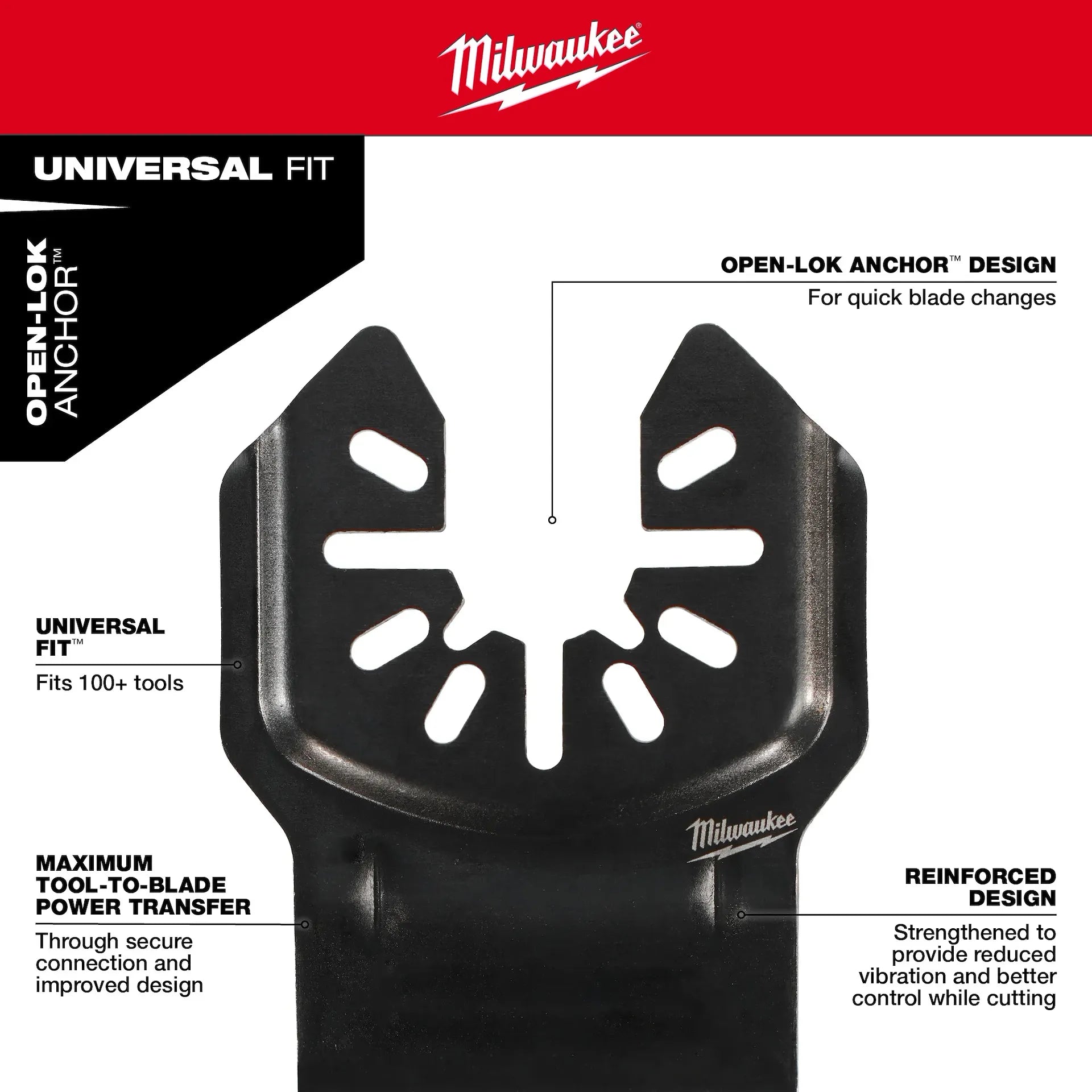 Milwaukee 49-25-1151 - 2-1/2" OPEN-LOK HCS Japanese Tooth PRO-CURVE Hardwood Multi-Tool Blade