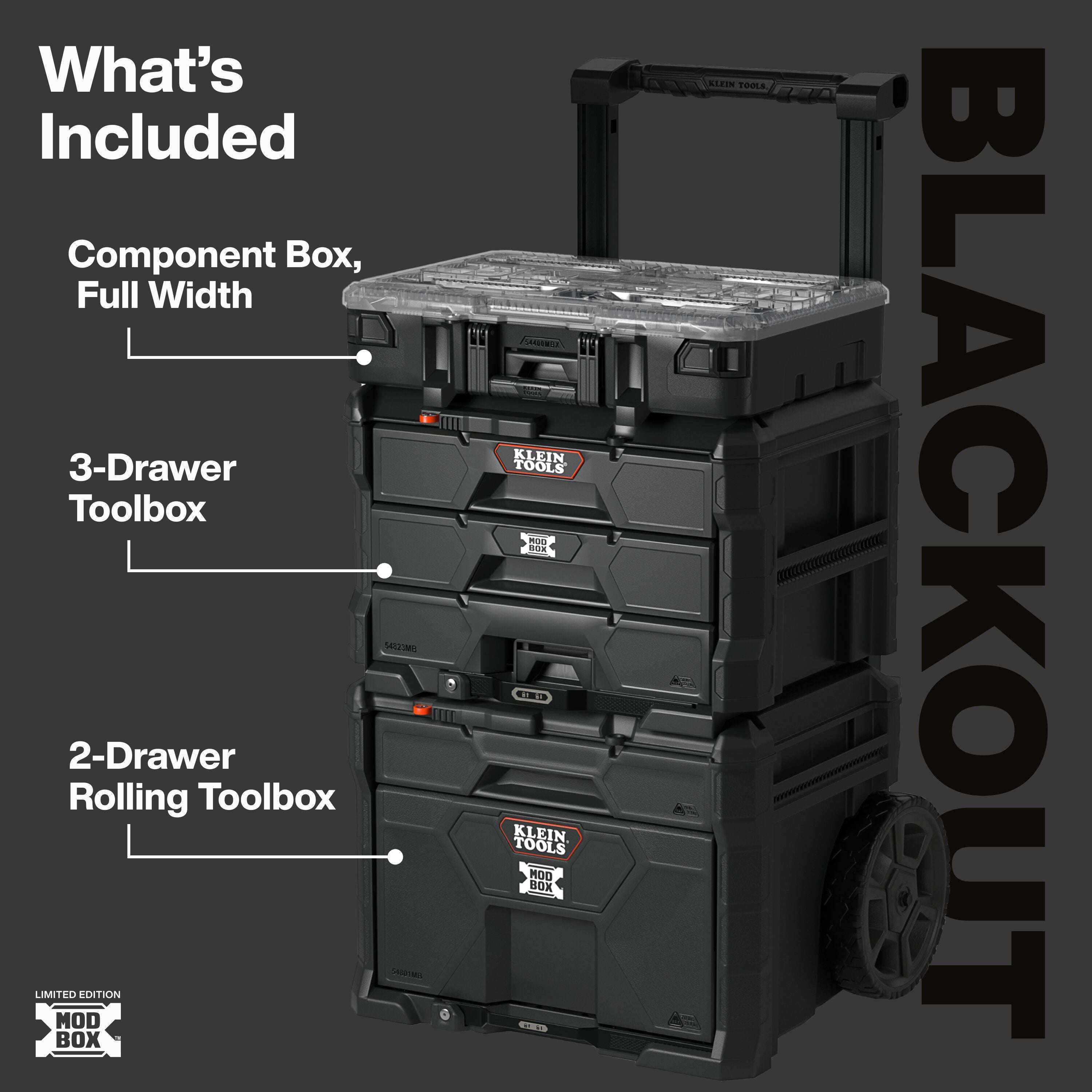 KLEIN 548BLKSTK - Limited Edition MODbox™ Blackout 3-Piece Storage Set