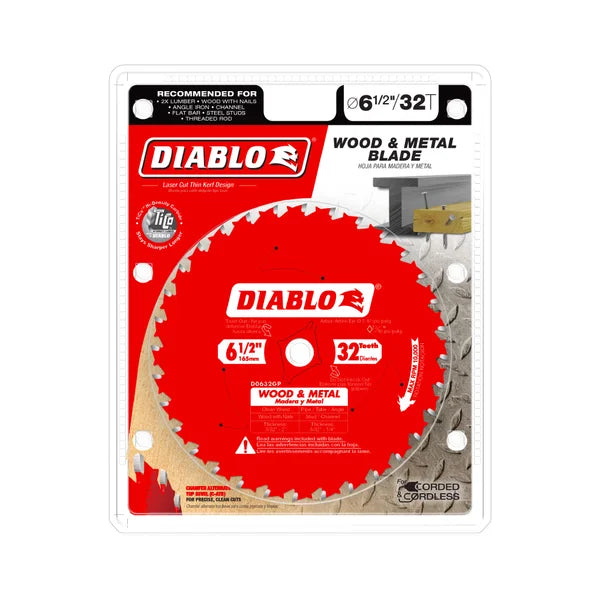 Diablo D0632GPA - 6-1/2" x 32-Teeth Carbide Saw Blade for Wood and Metal