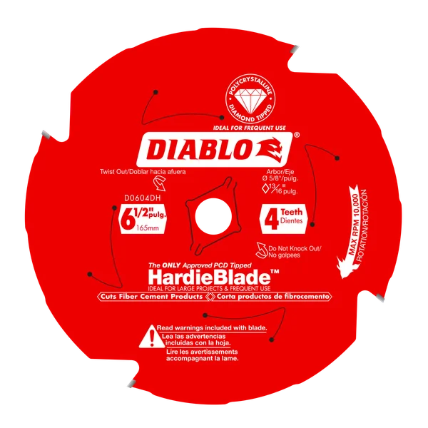 Diablo D0604DHA - 6-1/2" x 4-Teeth HardieBlade™ Saw Blade for Fiber Cement