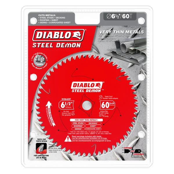 Diablo D0660FA - 6-1/2" x 60-Teeth Steel Demon™ Saw Blade for Thin Metal