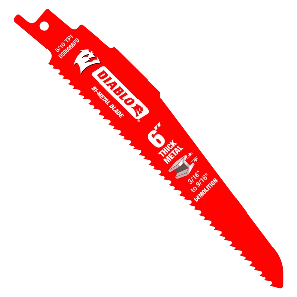 Diablo DS0608BFD5 - 6" 8/10TPI Bi-Metal Reciprocating Saw Blades for Thick Metal (5-pk)