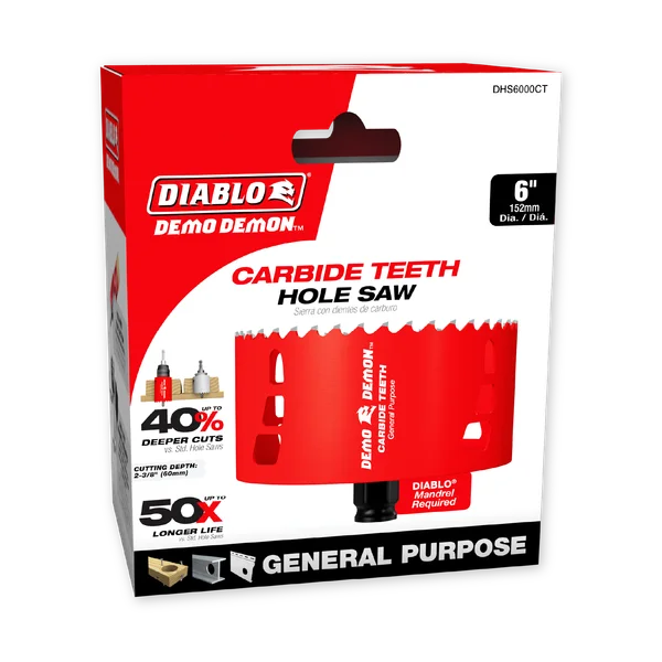 Diablo DHS6000CT - 6" Carbide Teeth Hole Saw for Wood and Metal