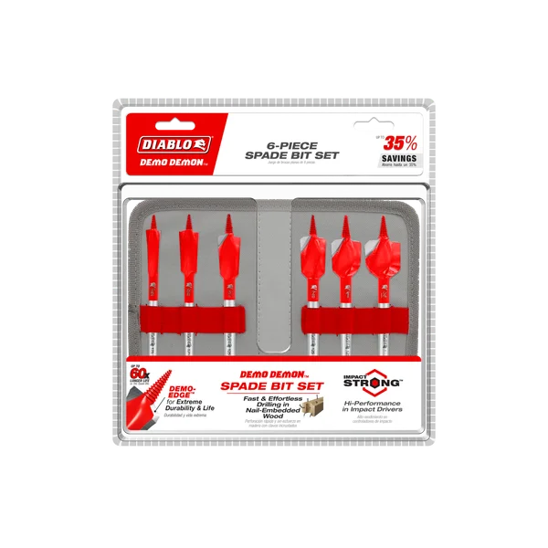 Diablo DSPD4920-S6 - 6 pc Demo Demon™ Spade Bit Set for Nail-Embedded Wood (6-pc)