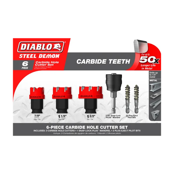 Diablo DHS06CFS - 6 pc Steel Demon™ Carbide Teeth Hole Cutter Set (6-pc)