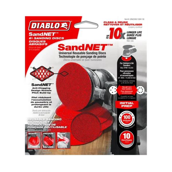 Diablo DND060100H10I - 6" Sand Demon™ 100-Grit Sanding Discs with Connection Pad (10-pk)