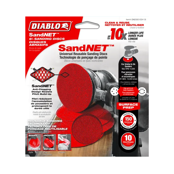 Diablo DND060150H10I - 6" Sand Demon™ 150-Grit Sanding Discs with Connection Pad (10-pk)