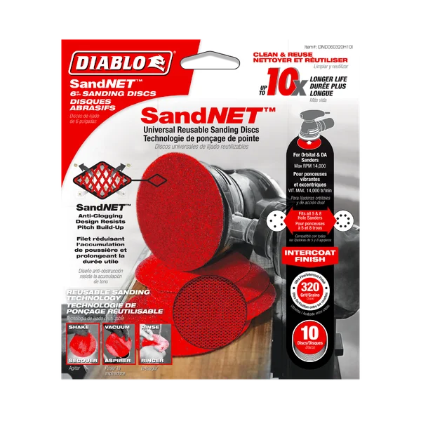 Diablo DND060320H10I - 6" Sand Demon™ 320-Grit Sanding Discs with Connection Pad (10-pk)