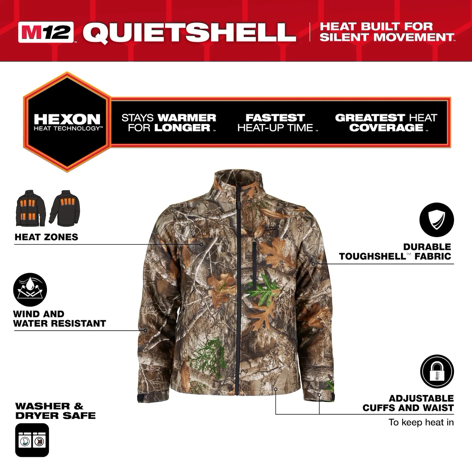 Milwaukee Men's Camo QUIETSHELL Heated Jacket Kit