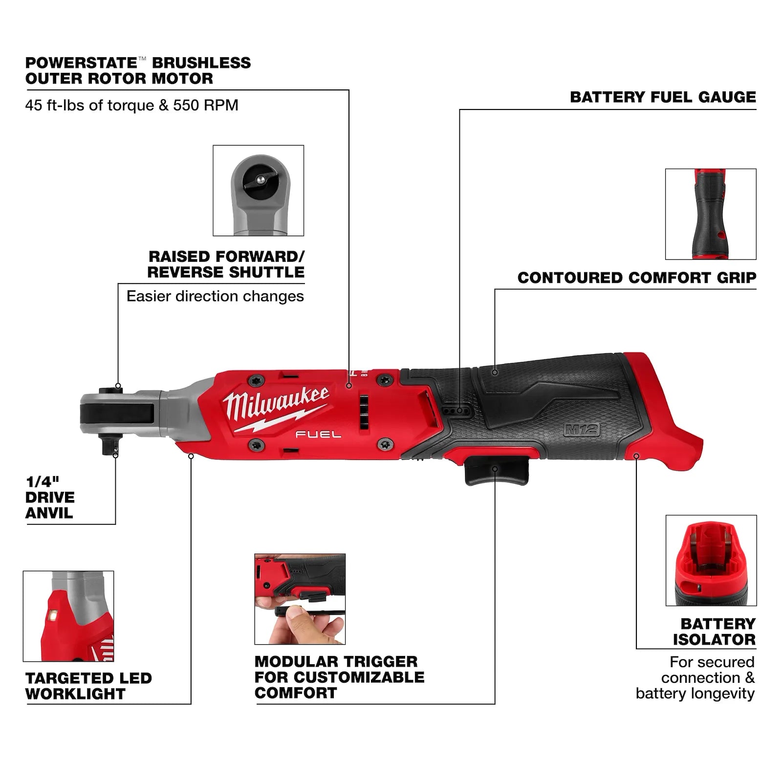 Milwaukee 3052-20 - M12 FUEL™ 1/4" Ratchet