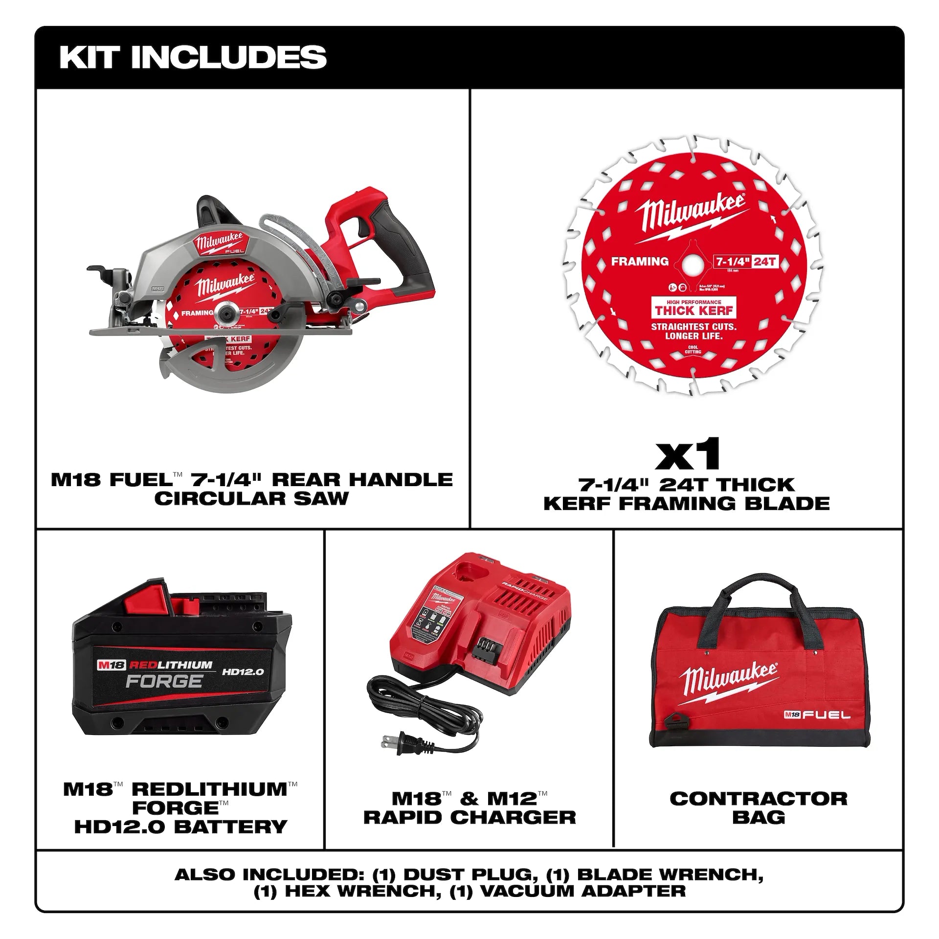 Milwaukee 2930-21HD - M18 FUEL 7-1/4" Rear Handle Circular Saw Kit