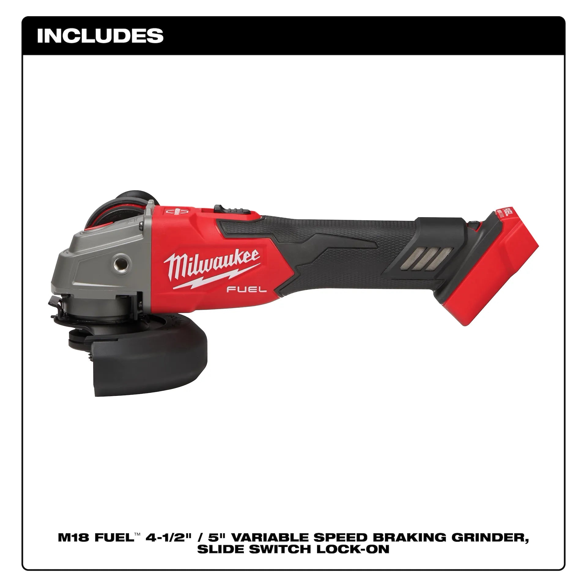 Milwaukee 2889-20 - M18 FUEL 4-1/2" / 5" Variable Speed Braking Grinder, Slide Switch Lock-On