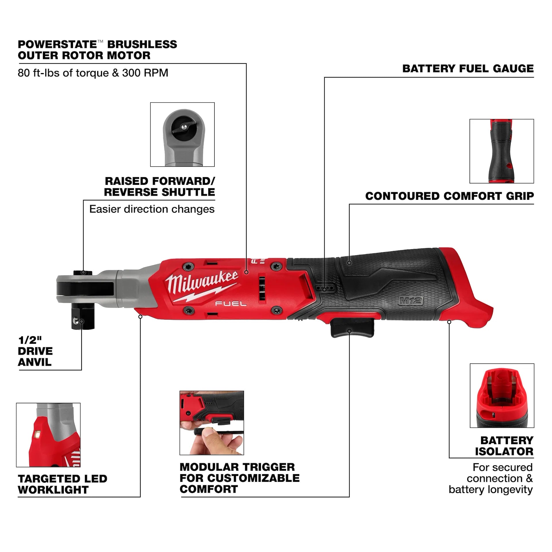 Milwaukee 3054-20 - M12 FUEL™ 1/2" Ratchet