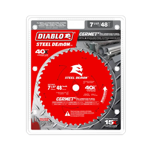 Diablo D0748CFA - 7-1/4" 48-Teeth Steel Demon™ CermetX™ Saw Blade for Metals and Stainless Steels