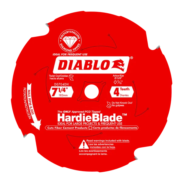 Diablo D0704DHA - 7-1/4" x 4-Teeth HardieBlade™ Saw Blade for Fiber Cement